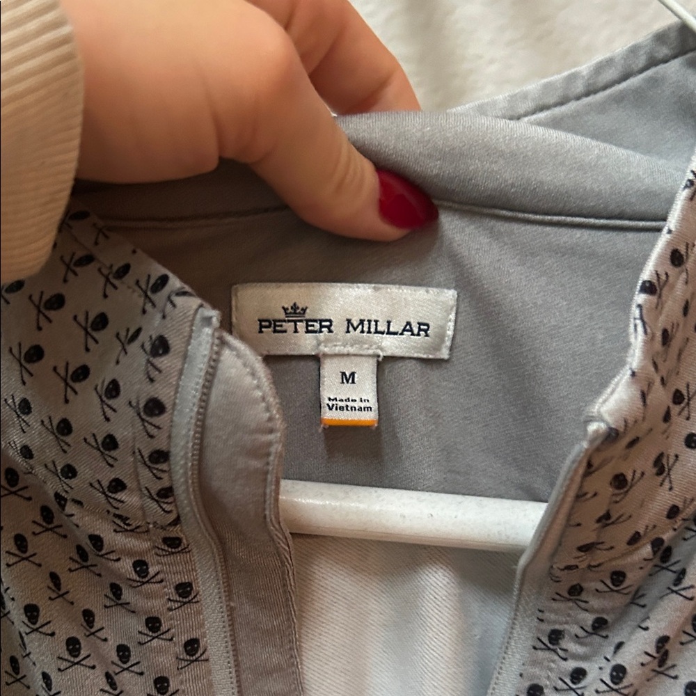 Peter Millar Gray Skull- Patterned Quarter Zip - image 4